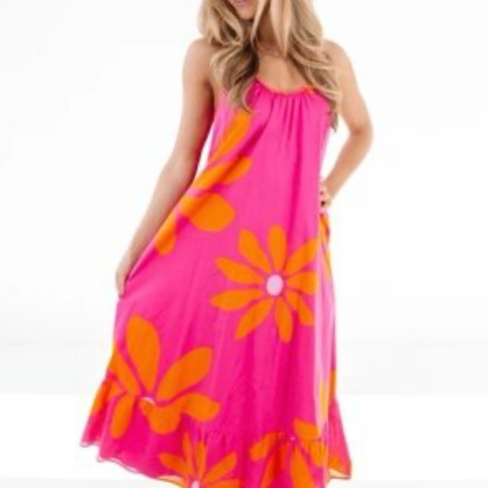 J. Marie Collections Maui Braid Strap Scoop Neck Midi Dress.